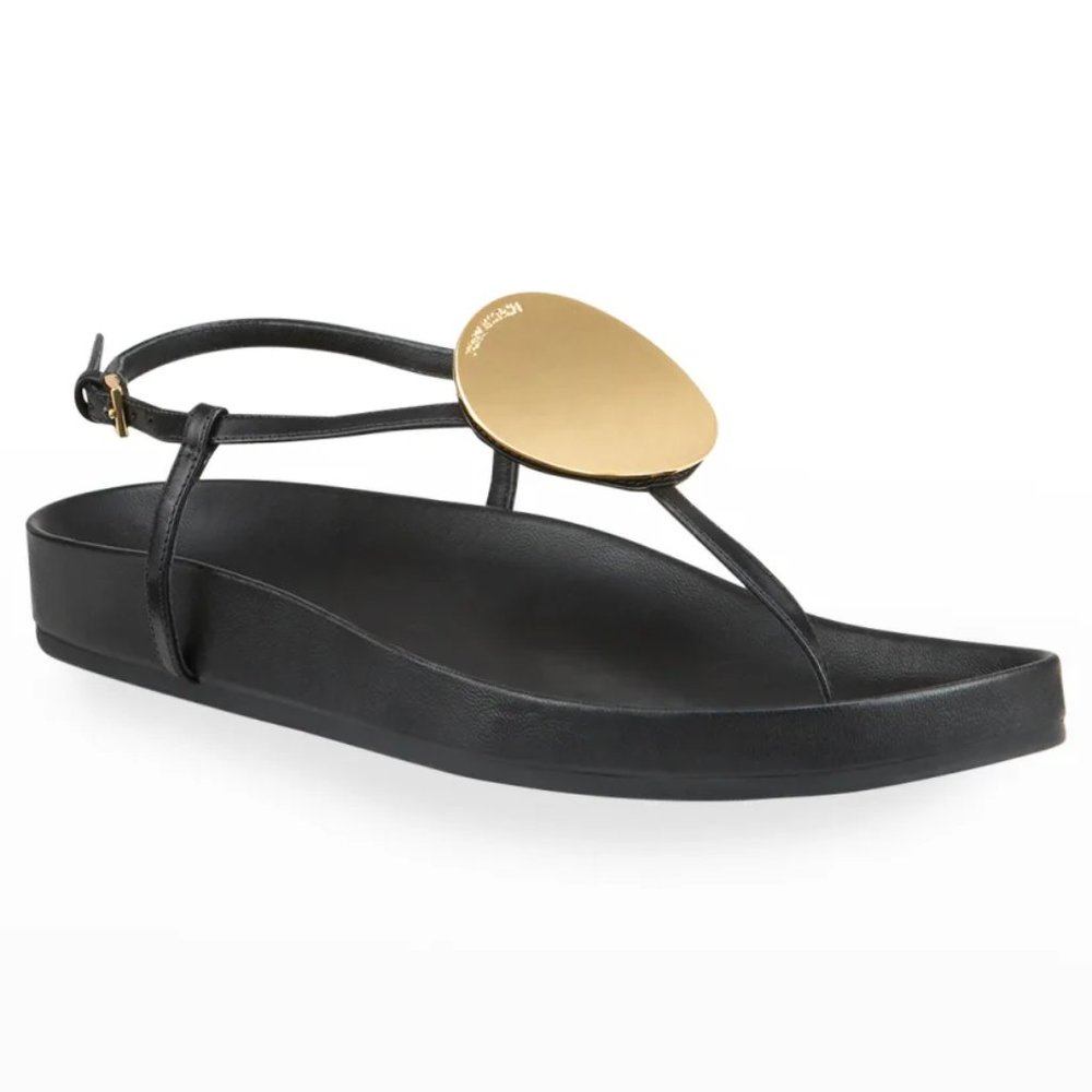 ❤️NIB Tory Burch Patos Disk Leather Thong Sandal BLACK US 7 7.5 8 8.5 9 9.5 AUTH
